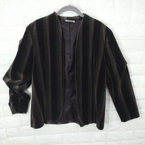 Vintage 70s-80s TanJay Velvet Jacket Steampunk Rocker Striped Ladies M(10) Brown